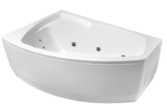 vanna Rhea, 1490x1000 mm, ar paneli un rāmi, ar sifonu, ar masāžas sistēmu S3, balta akrila